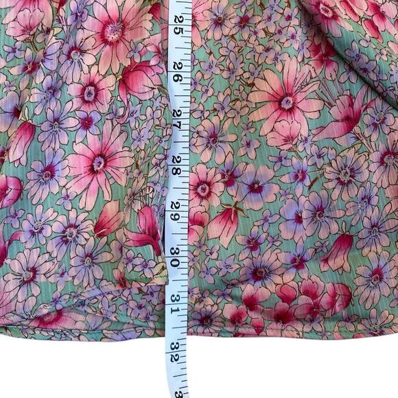 Lush Sz S Pastel Purple Pink Floral Flirt Mini Tank Dress Wrap Style Chiffon NWT - Picture 14 of 16